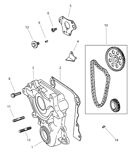 1998 Jeep Grand Cherokee Timing Gear & Cover Diagram 2