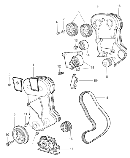 2002 Dodge Stratus Timing Belt / Chain & Cover Diagram 1