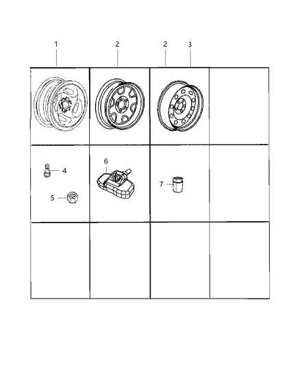 2007 Dodge Durango Wheel & Hardware Diagram