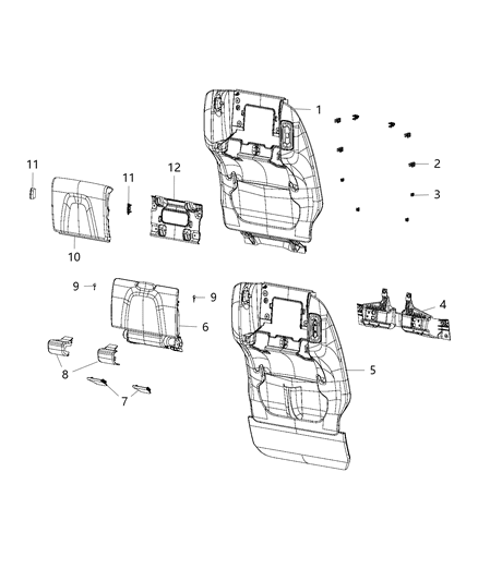 2020 Chrysler Voyager Adjusters, Recliners, Shields And Risers - Passenger Seat Diagram 4
