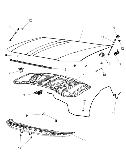 2019 Chrysler 300 SILENCER-Hood Diagram for 5057776AC