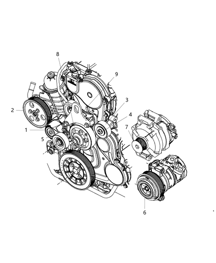 2008 Jeep Wrangler Pulley & Related Parts Diagram 1