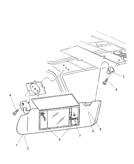 2002 Jeep Grand Cherokee Visor-Illuminated Diagram for 5HG78XT5AB