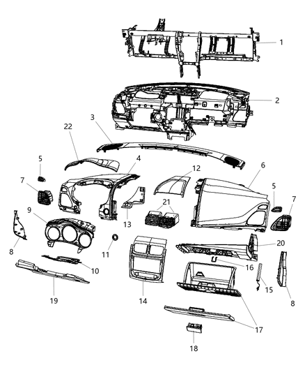 2014 Dodge Avenger Panel-Instrument Panel Closeout Diagram for 68105044AB