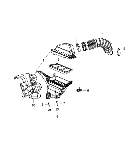 2010 Dodge Journey Air Cleaner Hose Diagram for 4891898AB