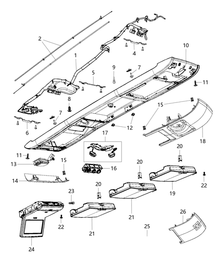 2017 Dodge Grand Caravan Clip-Console Diagram for 68029535AA