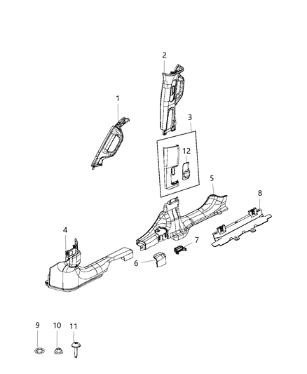 2021 Jeep Gladiator Interior Moldings And Pillars Diagram 1