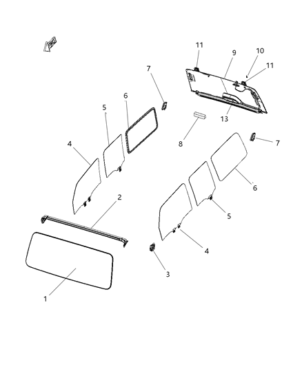 2019 Jeep Wrangler Windshield Diagram for 68433233AB