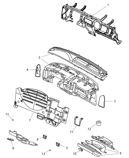 2010 Dodge Dakota Latch-GLOVEBOX Door Diagram for 5JM53BD5AE