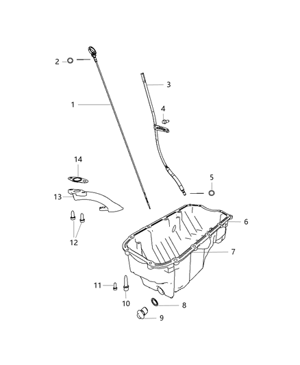 2019 Jeep Compass Engine Oil Pan , Engine Oil Level Indicator Diagram 1