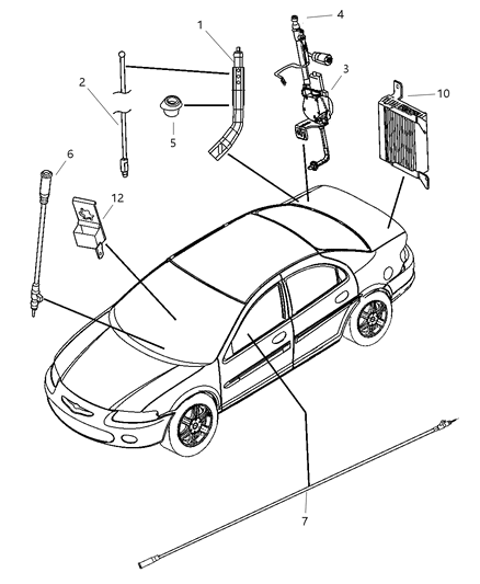 2004 Chrysler Sebring Antenna & Related Parts Diagram