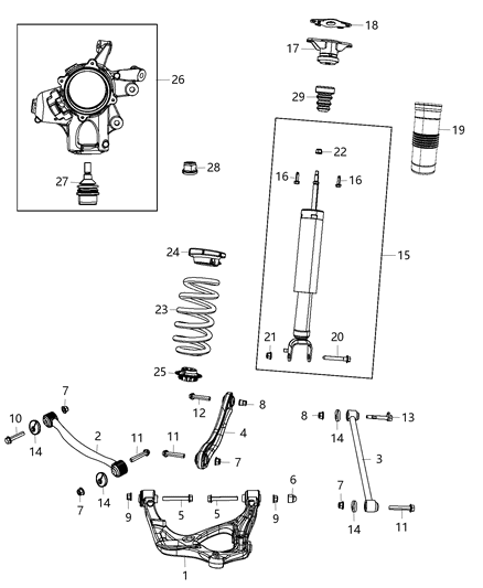 2019 Jeep Grand Cherokee Mount-Shock Upper Diagram for 68330541AA