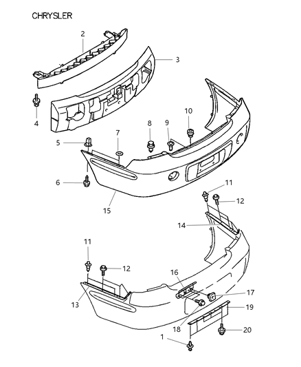 2002 Chrysler Sebring Rear Bumper & Fascia Diagram