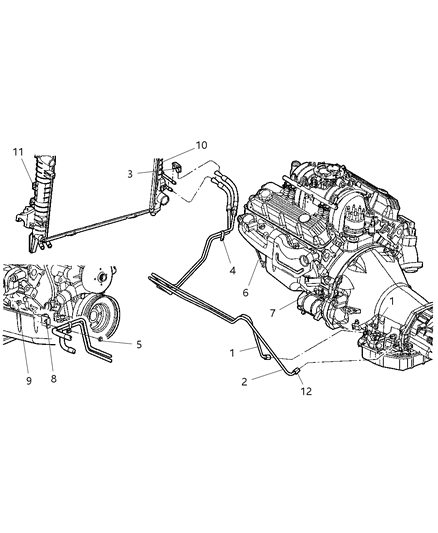 2002 Dodge Ram 1500 Transmission Oil Cooler & Lines Diagram 2