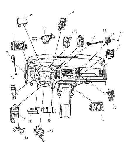 2002 Dodge Ram 3500 Switches - Instrument Panel Diagram