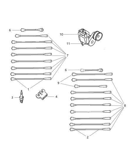 2000 Dodge Ram 3500 Spark Plugs, Ignition Cables And Coils Diagram