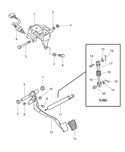 1997 Dodge Avenger Clutch Pedal Diagram