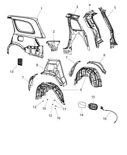 2015 Dodge Durango Quarter Panel Diagram