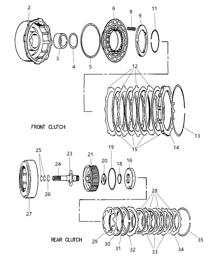 2001 Dodge Ram 3500 Clutch, Front & Rear With Gear Train Diagram 2