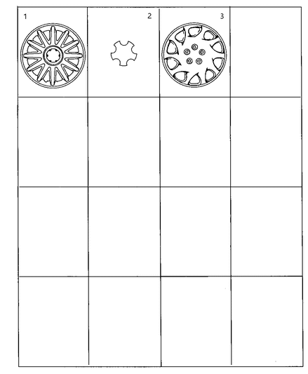 1997 Chrysler Sebring Caps & Covers, Wheel Diagram