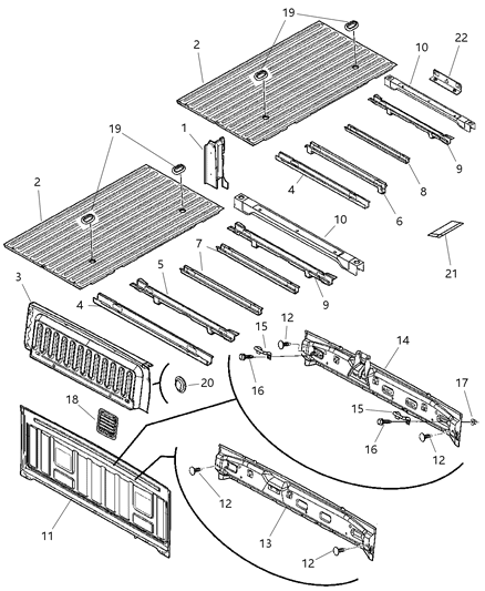 2003 Dodge Ram 1500 Floor Box & Panel Diagram