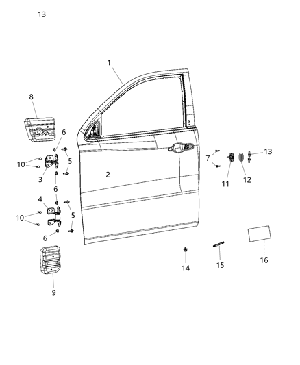 2021 Dodge Durango Lower Door Hinge Diagram for 55113664AI