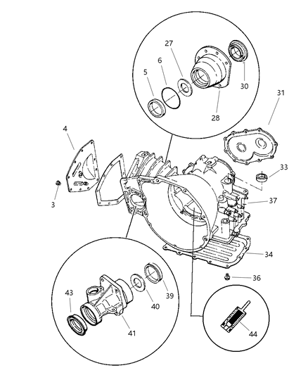 2000 Dodge Neon Case, Extension & Retainer Diagram