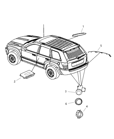 2007 Jeep Grand Cherokee Sensor-Park Assist Diagram for 5HX08SW1AB