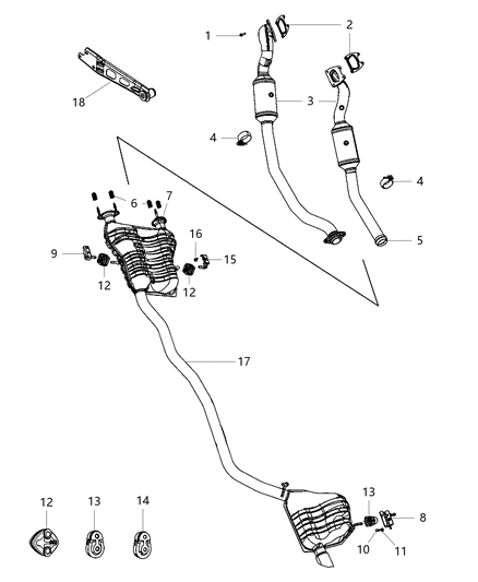 2013 Jeep Grand Cherokee Exhaust Muffler And Tailpipe Diagram for 68083404AH