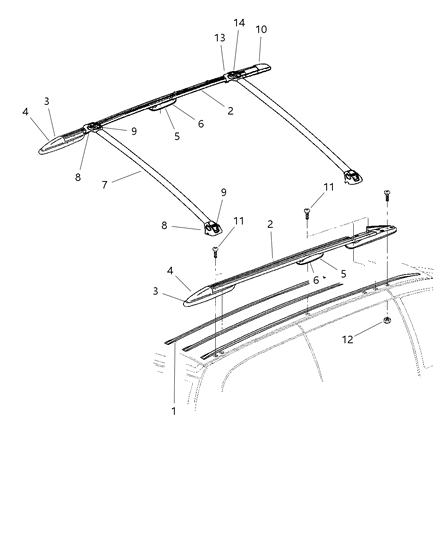 1997 Chrysler Town & Country Support Luggage Rack Diagram for 4676652