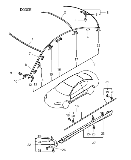 2001 Dodge Stratus Moldings Diagram