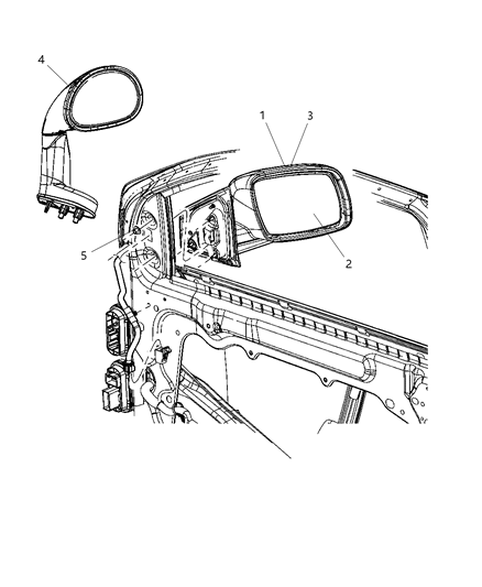 2009 Dodge Journey Outside Rear View Mirror Diagram for 1CE291BSAC