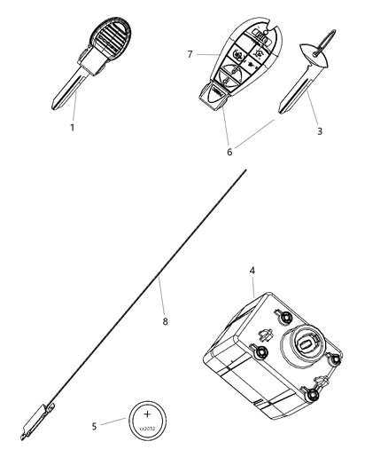 2011 Ram 5500 TRANSMTR-Integrated Key Fob Diagram for 68044905AC