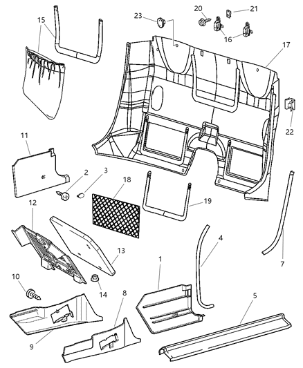 2004 Chrysler Crossfire Guard-Door Edge Diagram for 5097385AA