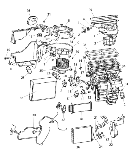 2008 Jeep Grand Cherokee A/C & Heater Unit Diagram