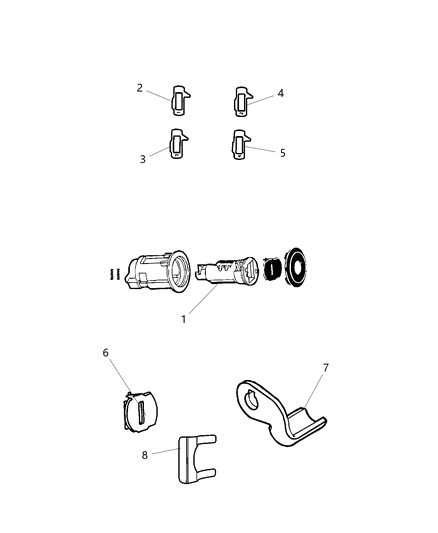 2011 Dodge Avenger Decklid Cylinder & Key Diagram