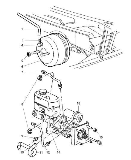 2007 Dodge Ram 2500 Booster, Power Brake & Hydro-Booster Diagram