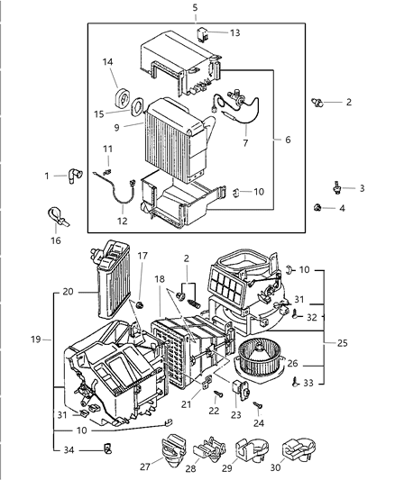 1997 Chrysler Sebring Coupe Heater & A/C Unit Diagram
