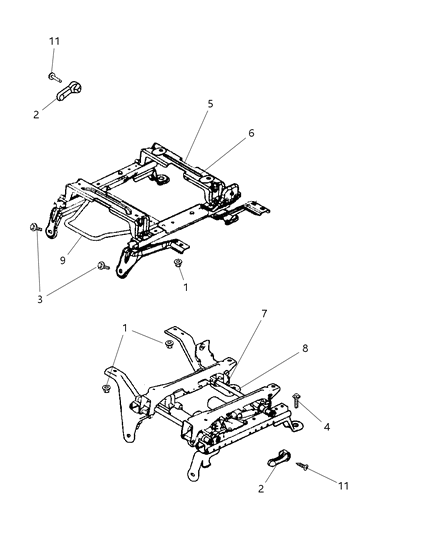 2009 Dodge Ram 2500 Risers - Miscellaneous Front Seat Attachments Diagram