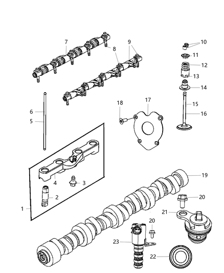 2009 Dodge Ram 3500 Cab Chassis Camshaft & Valvetrain Diagram 1