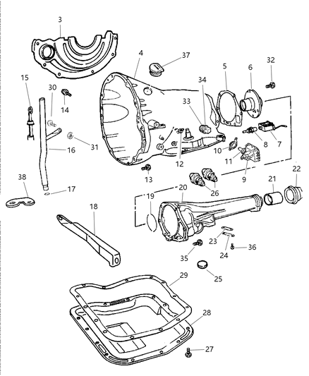 2002 Dodge Ram Wagon Case & Related Parts Diagram 1