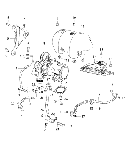 2015 Jeep Renegade Turbocharger And Oil Hoses / Tubes Diagram 1