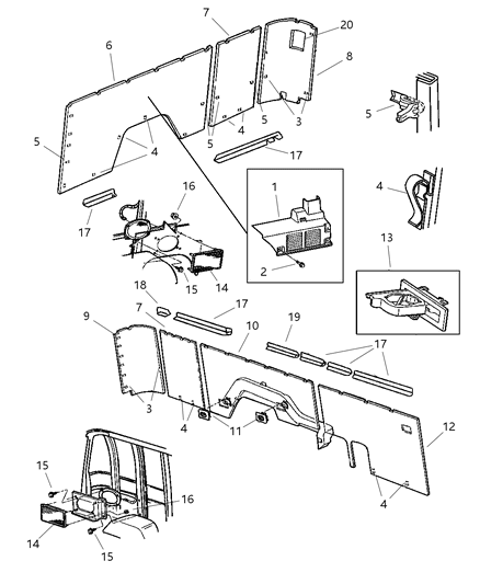 2002 Dodge Ram Van Grille-Speaker Diagram for D496XT5