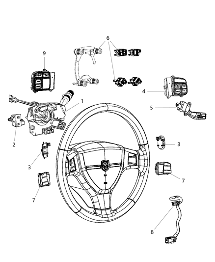2011 Chrysler Town & Country Switches - Steering Column & Wheel Diagram
