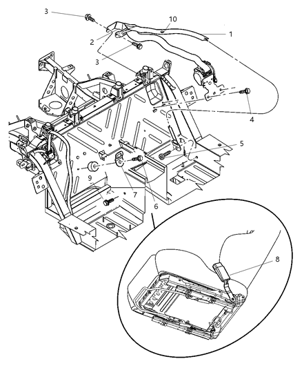 2005 Dodge Viper Front Seat Belt Diagram for UB651X9AF