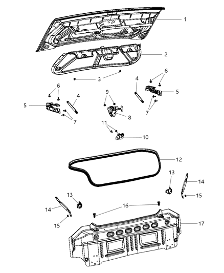 2011 Dodge Challenger Decklid & Related Parts Diagram