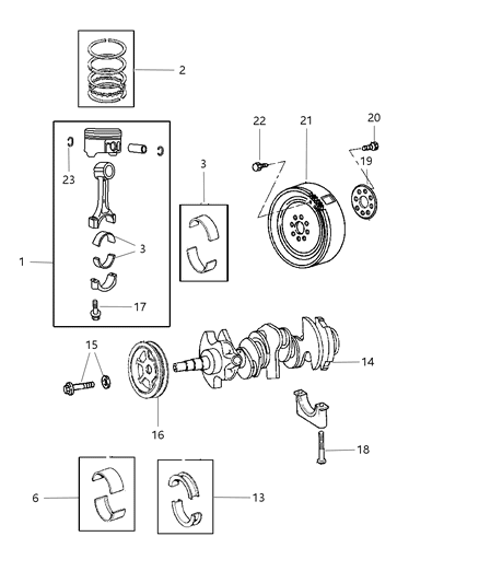 2005 Chrysler Sebring Crankshaft , Piston , Drive Plate & Torque Converter Diagram 4