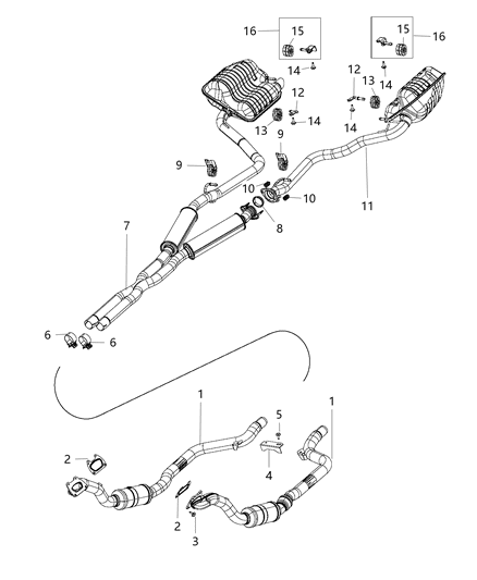 2015 Dodge Challenger Exhaust Muffler And Resonator Diagram for 68260150AA