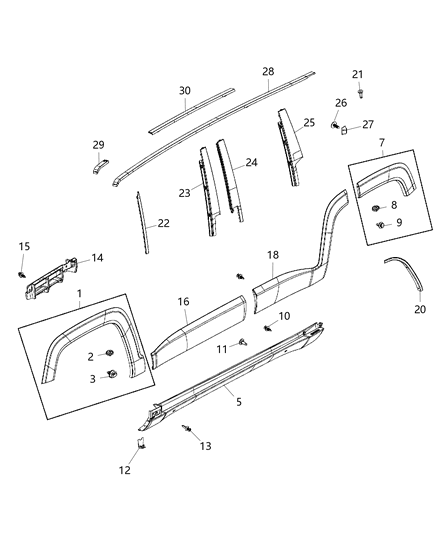 2019 Jeep Renegade Molding-Front Door Diagram for 5VX83LXHAA