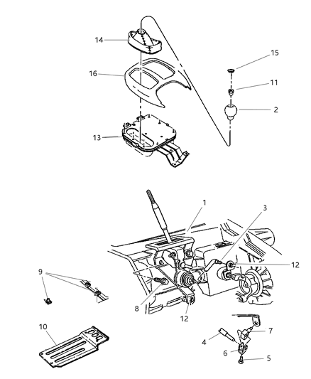 1999 Dodge Dakota Gearshift Controls Diagram 2